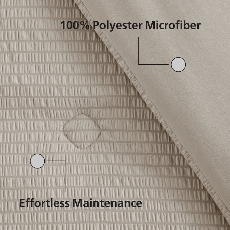 Twin-XL Reversible Down Alternative Comforter - All-Season Beige Seersucker