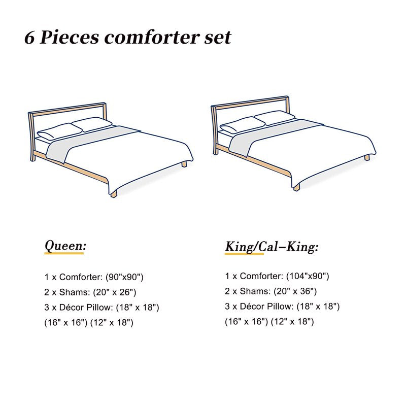 Queen Comforter Set with Shams & Decorative Pillows - Soft Microfiber Bedding