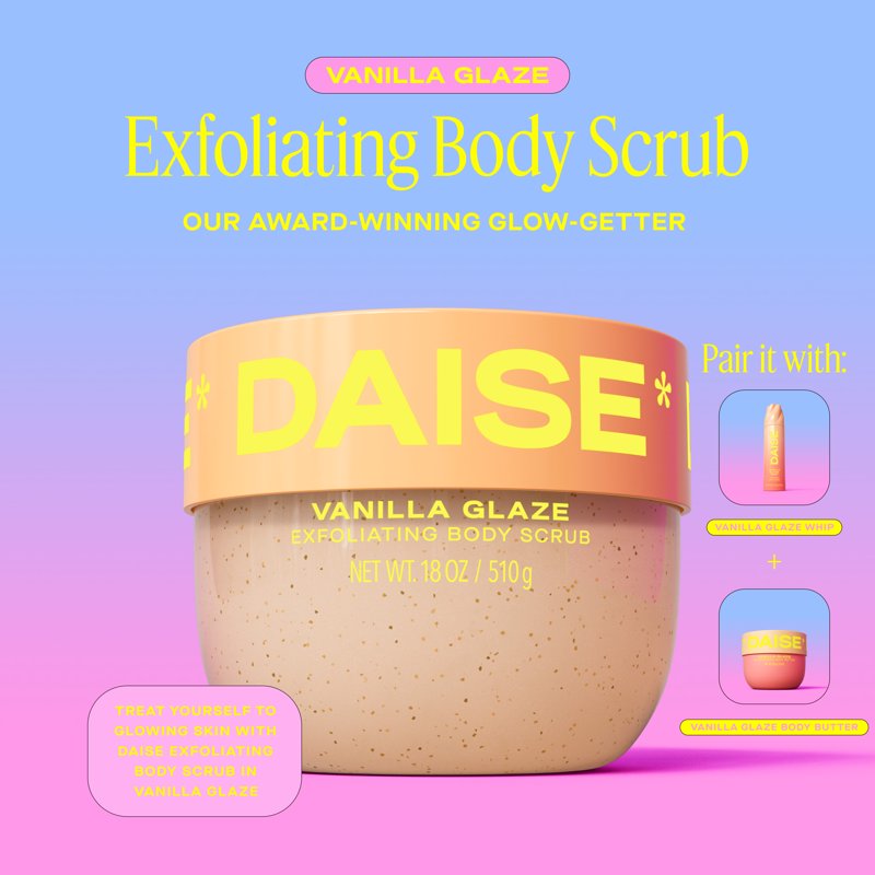 Exfoliating Body Scrub - Vanilla Glaze, 18 OZ for Soft Skin