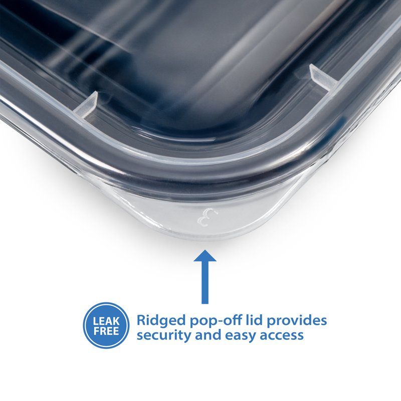 10-Piece Meal Prep Container Set - 3-Compartment, BPA-Free, Black