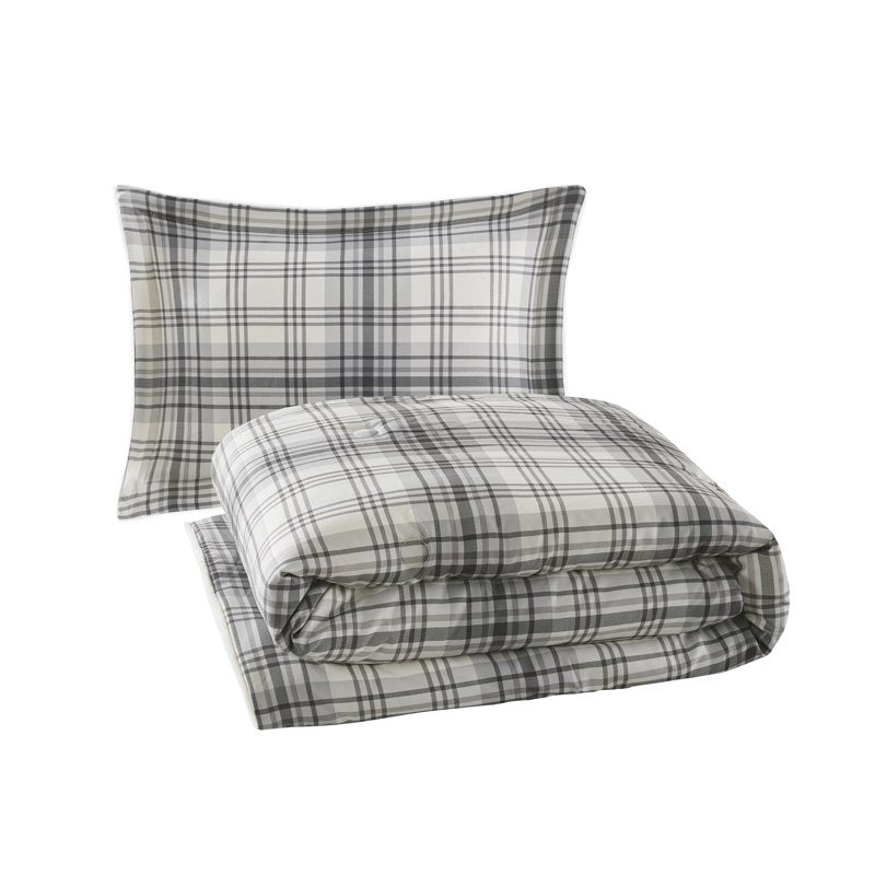 Woolrich Grey Plaid 2-Piece Comforter Set Twin/Twin XL - Soft & Warm Bedding