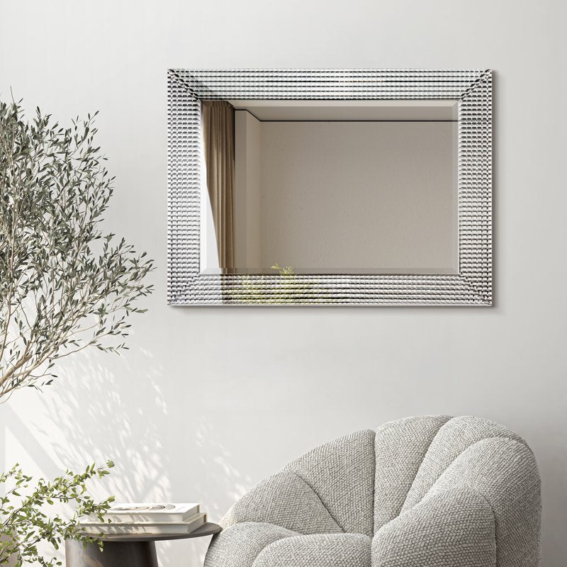 Empire Art 30x40 Inch Modern Beveled Glass Wall Mirror with Wooden Frame - Bathroom & Bedroom