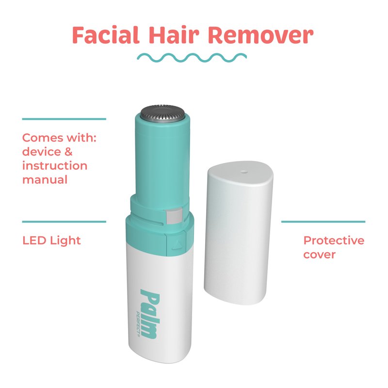 Portable Facial Hair Remover with LED Light - Pain-Free Rotary Trimmer