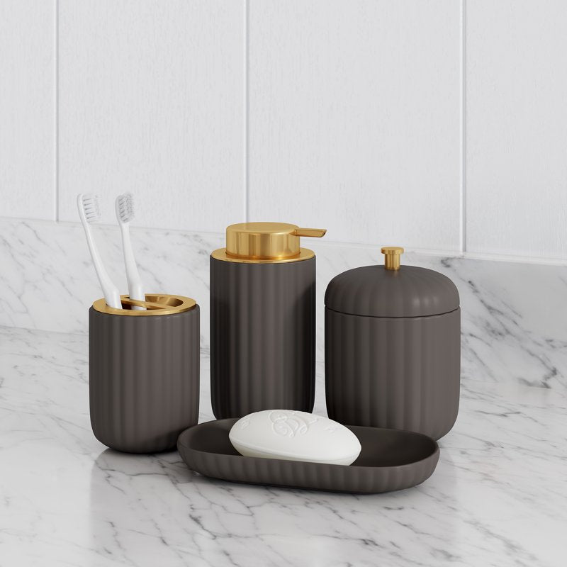 Beautiful Bathroom Canister Gray - Compact Ceramic Storage Jar with Lid