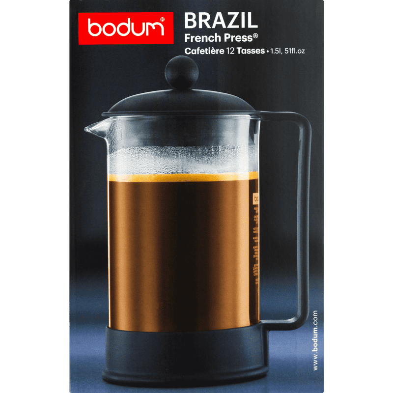 French Press Coffee Maker - 51 Oz. Borosilicate Glass, Black