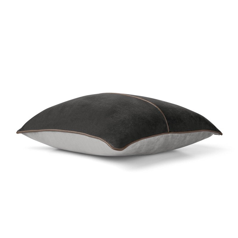 Black Velvet Decorative Pillow 18x18 with Faux Leather Trim - Mainstays