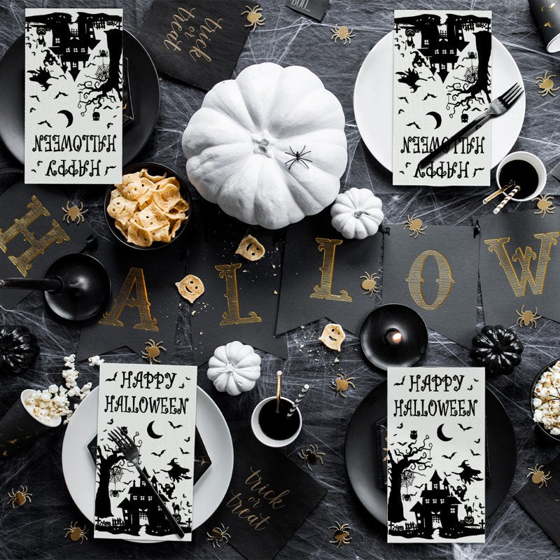 Dead Tree Castle Halloween Paper Napkins - 100PCS, Type G, Vivid Design