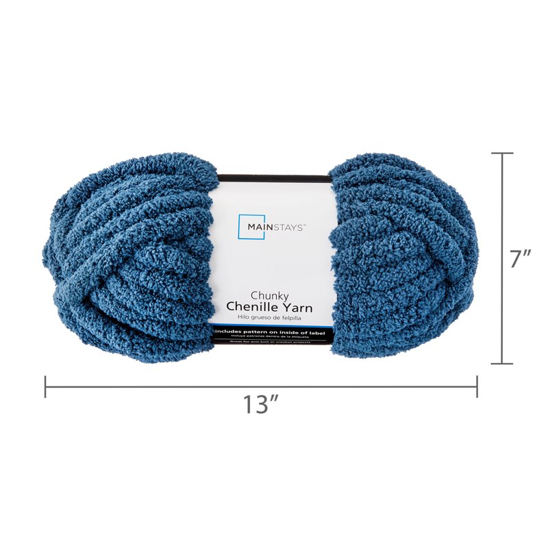 Super Bulky Chenille Yarn with Sparkle - Orion Blue, 31.7 yd, 100% Polyester