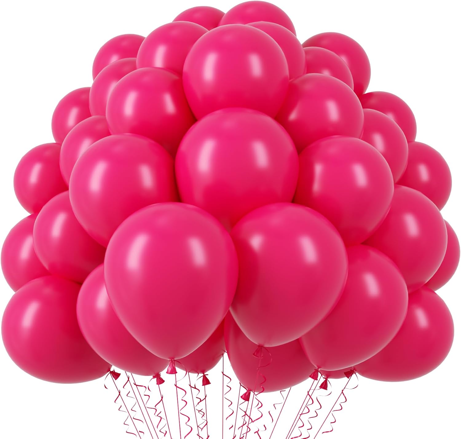Voircoloria 110pcs Hot Pink Balloons - 12 Inch Dark Pink Latex for Parties, Weddings & Celebrations