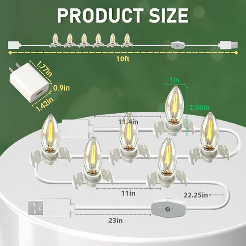 Department 56 USB 5V LED Light Set - 6 Lights for Halloween & Christmas Village Decor | 9.8ft White Cord