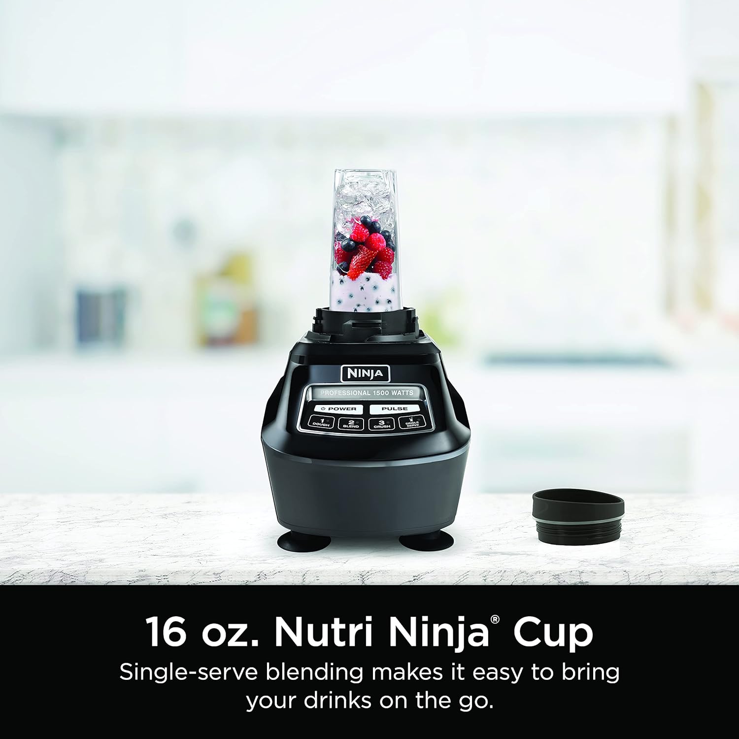 Ninja Kitchen System - All-in-One Food Processor & Blender for Smoothies | Includes Pitcher, Travel Cup & 8-Cup Bowl | Perfect for Salsa, Dough & Frozen Drinks | 120 Volts | Black | BL770AMZ
