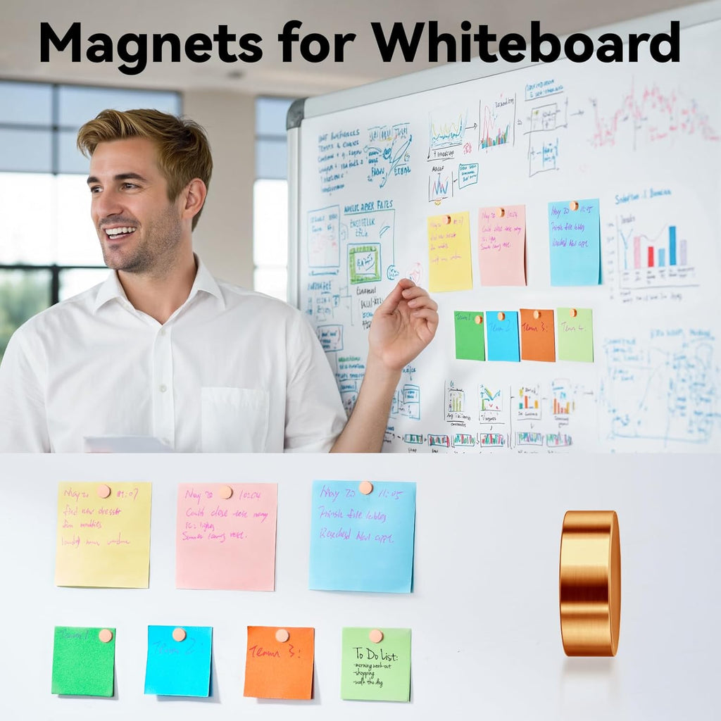 SMARTAKE 45 Pcs Neodymium Refrigerator Magnets - Small Round Multi-Use Magnets for Home, Office & School | Rose Gold