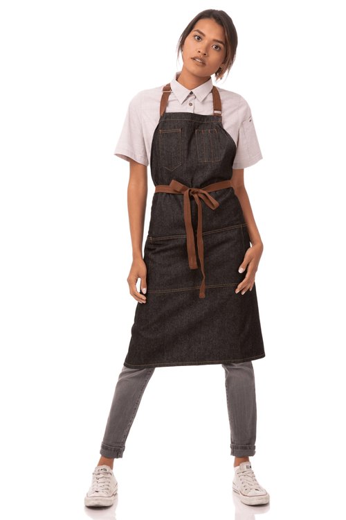 Chef Works Unisex Memphis Bib Apron, Black, One Size
