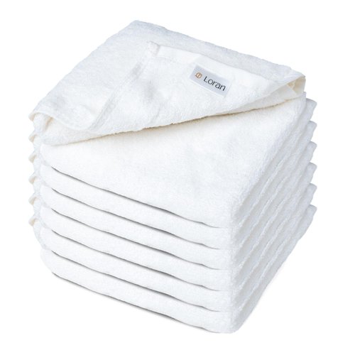 White Extra Large Washcloths Set of 6 Soft Body Cloths 13” x 13” 70% Viscose Derived from Bamboo, 30% Cotton Spa-Like Feel Silky for Skin Cleansing