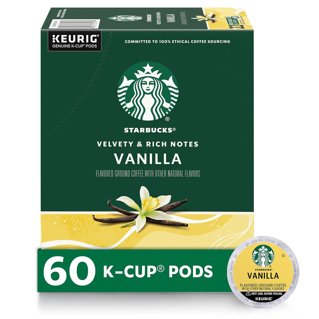 Starbucks K-Cup Coffee Pods - Vanilla Flavored Hot or Iced Coffee | 60 Count Keurig Pods