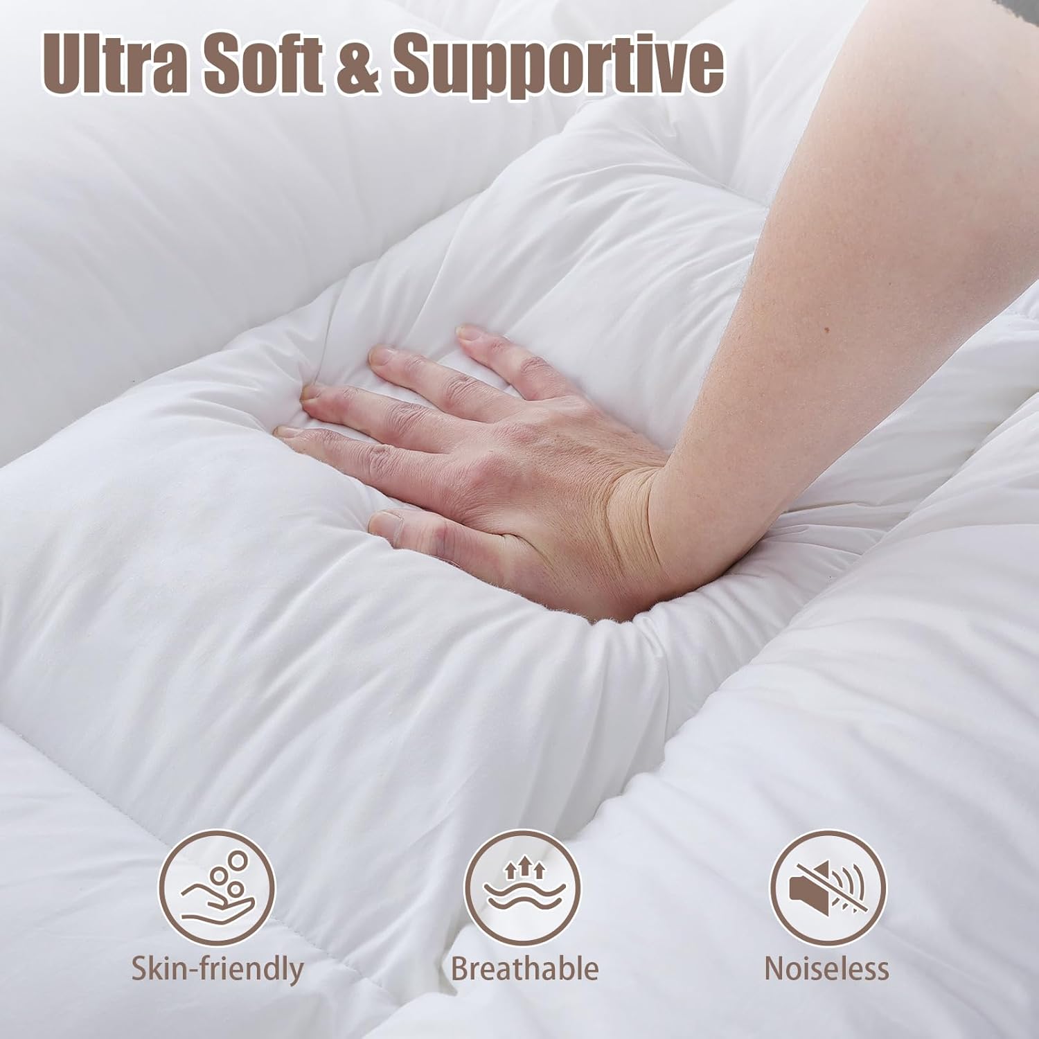 WhatsBedding 5-Inch Memory Foam Mattress Topper - Queen Size for Back Pain Relief | Soft & Breathable Support
