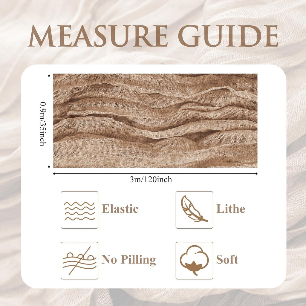 Skiennix Table Runner - 10FT Nude Boho Gauze Cheesecloth for Rustic Wedding & Party Decor