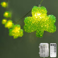 St Patricks Day Lights 6.8Ft Green Shamrock String Lights 10 LED Shatterproof Lucky Clover Light Battery Operated with Remote Timer, St Patricks Shamrock Light Indoor for Party Home Irish Decor