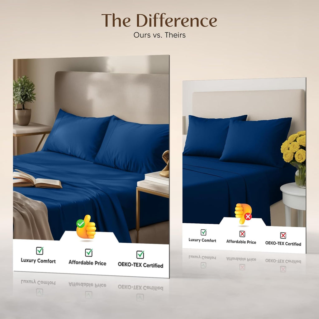 Utopia Bedding King Size Sheet Set - Soft & Breathable 4-Piece Microfiber Bedding | Oeko Tex Certified (Dusk Blue)