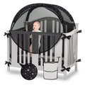 ZXPLO Safety Pop Up Crib Tent Cover to Keep Toddler from Climbing Out - Baby Bed Star Net Canopy with Mesh Organizer