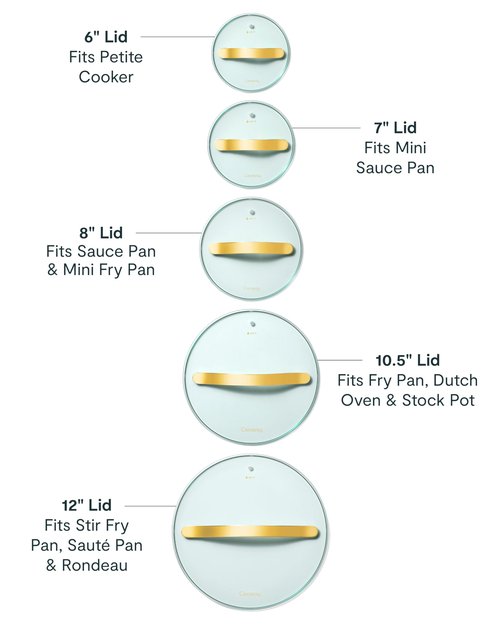 Glass 8" Glass Lid For Pots & Pans - Made With Tempered Glass - Sized to Fit Caraway Ceramic-Coated & Stainless Steel Cookware - Gold