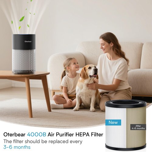 Set of 1 Replacement Filter - Compatible with Oterbear 4000B Air Purifier - H14 HEPA Activated Carbon Filter for Home Bedroom Smoke, Dust, Odors, Pollen, Pet Dander removal