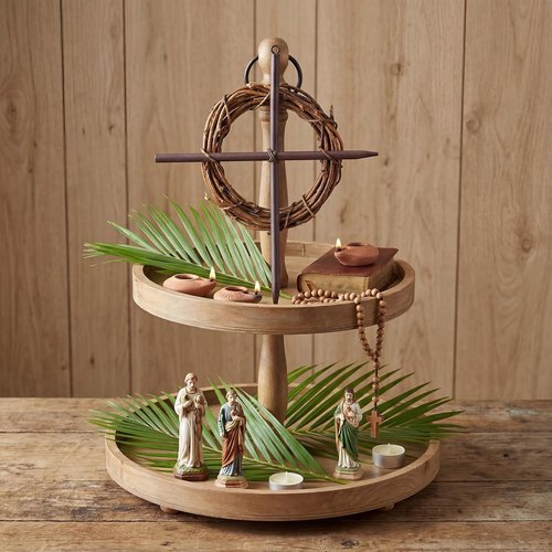 Dingion Mini Crown of Thorns Nail Cross Wreath - Rustic Christian Decor for Easter | 7-Inch Grapevine Design