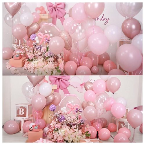 Pastel Pink and White Balloons Heart Shape Balloons, Light Baby Dusty Pink White Coquette Party Decorations with 18 inch Clear Heart Mylar Balloon for Princess Girl Just Want to Be One Birthday Decor