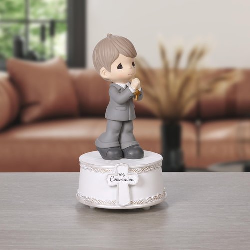 Precious Moments Holy Communion Boy Figurine, Wind Up Musical First Communion Gift for Boys, Resin Religious Keepsake