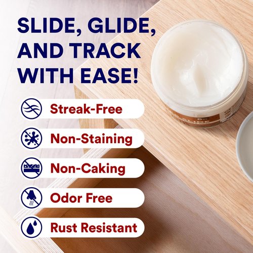 Impresa Wood Drawer Slide Wax - Friction Reducer & Drawer Ease - Corrosion Protection with Wood Wax - Easy Application & Sliding Door Grease