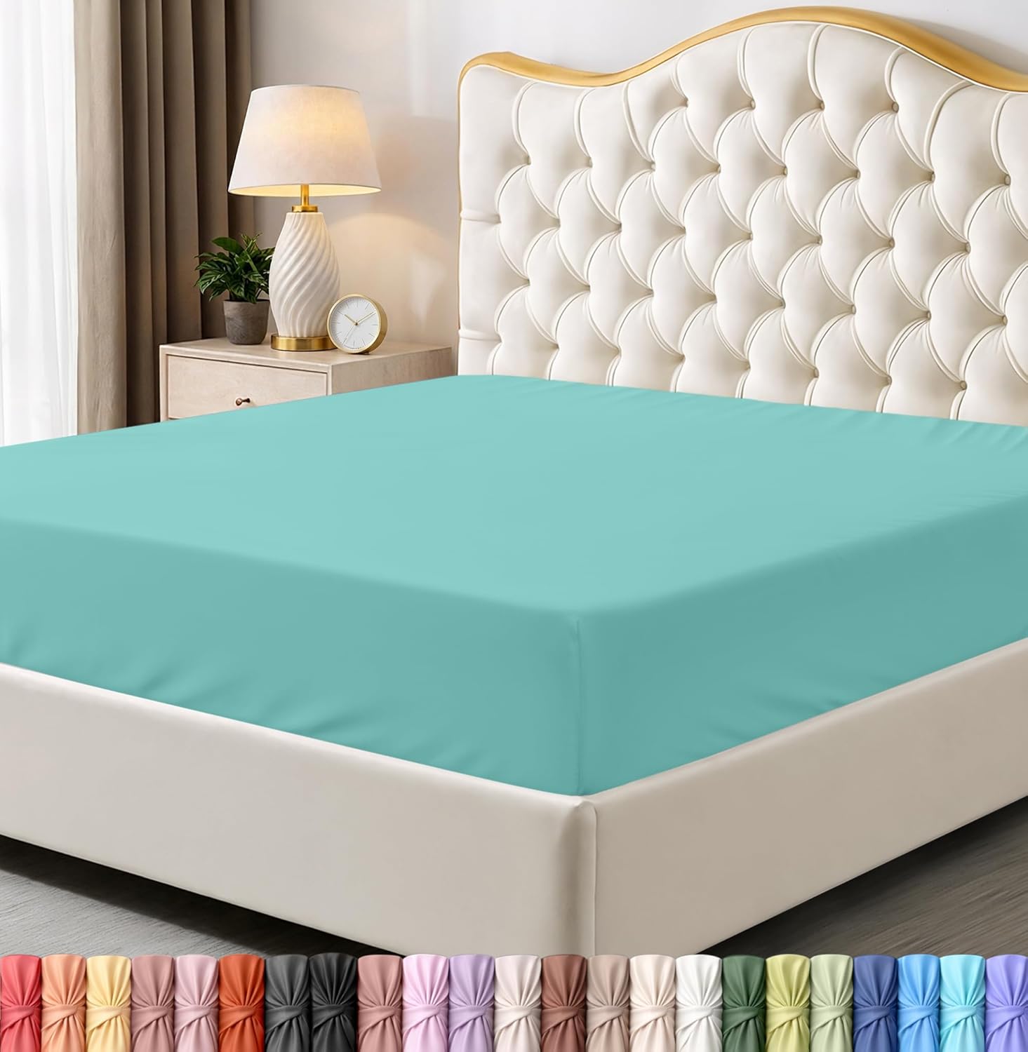 Utopia Bedding Full Fitted Sheet - Soft Microfiber - Deep Pocket - Spa Blue - Fade Resistant & Easy Care