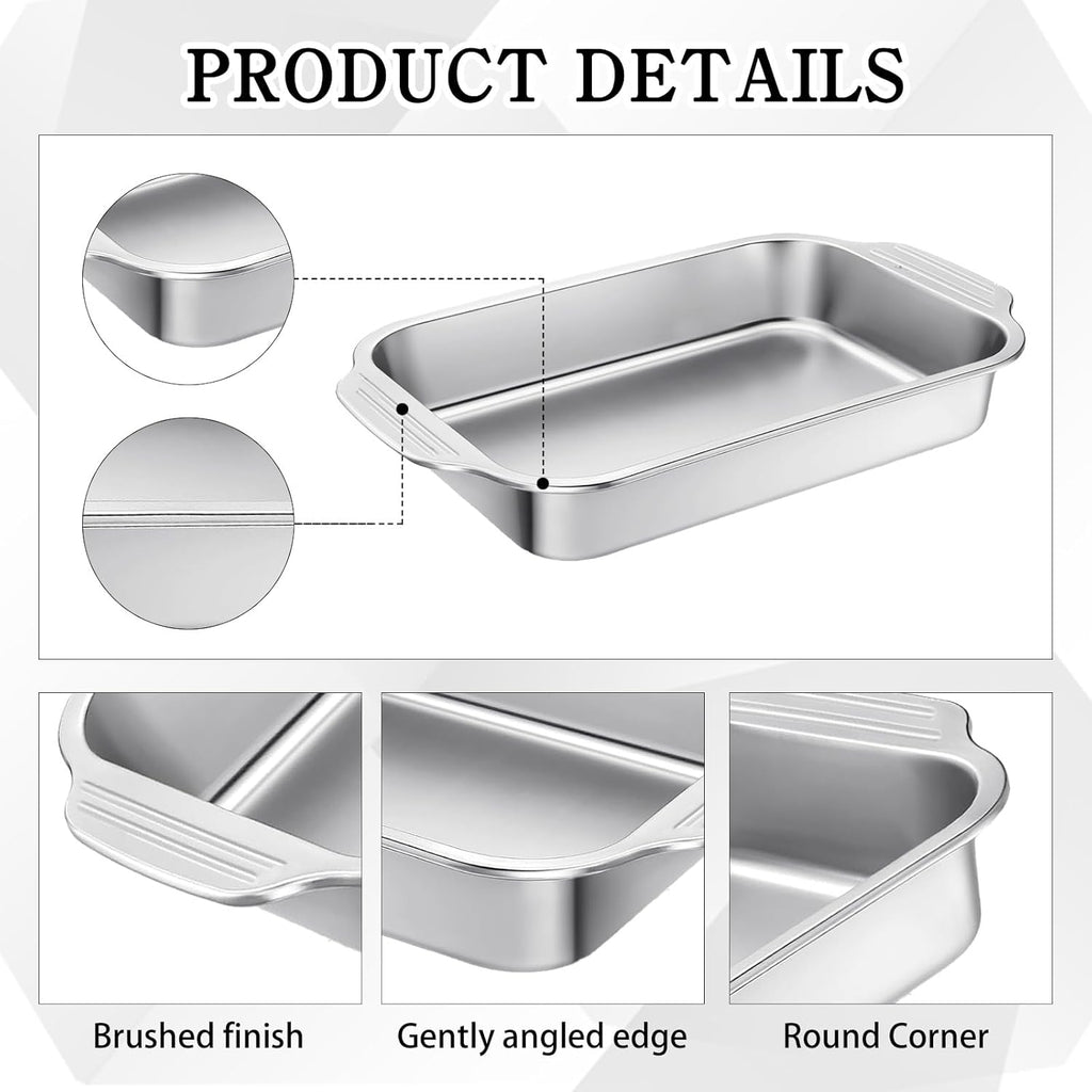 Skiennix Stainless Steel Cake Pan Set - 9 x 13 Inch Baking Dish with Handles for Versatile Cooking