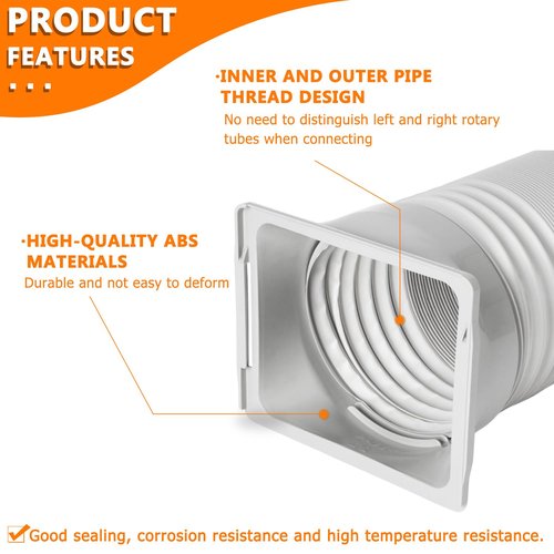 HAUREW Portable Air Conditioner Square Exhaust Hose Coupler 5.9 Inch Square to Round Window Adapter AC Unit Tube Connector Mobile Air Conditioning Accessories for Portable Conditioners(Square)