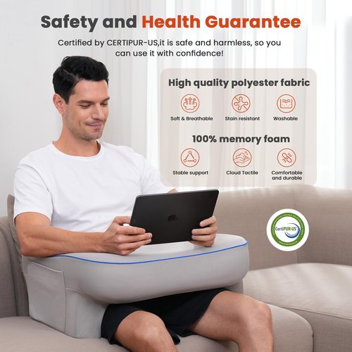 Keduwa Reading Pillow,Lap Desk Pillow for Laptop,Memory Foam Reading Pillows for Gaming, Arm Rest Pillow for Reading, Working, Crocheting, Playing Game or Sitting in Bed,Sofa