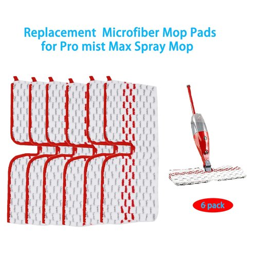 6 Pack Replace Mop Pads for Promist Max Microfiber Spray Mop Refill, Washable Reusable Replace Spray Mop Pad Head