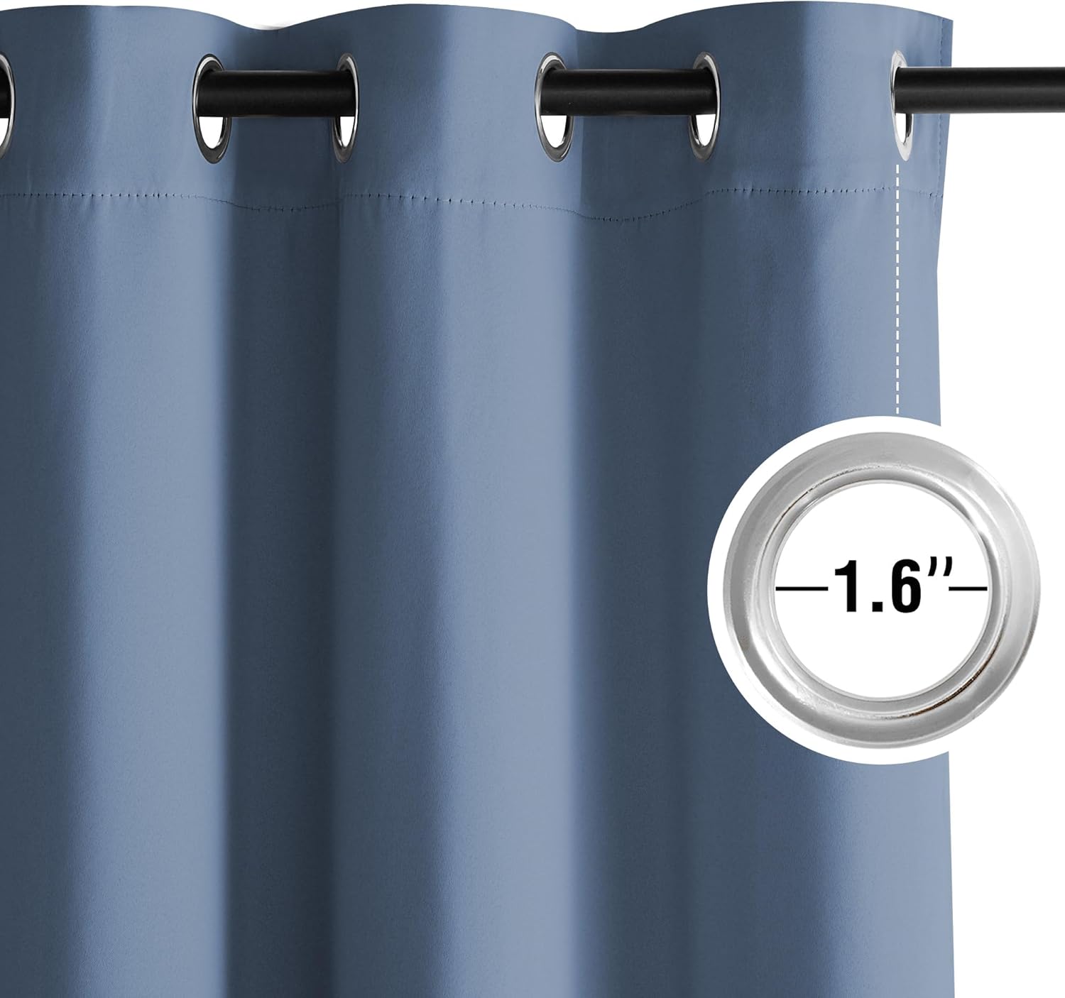 NICETOWN Room Darkening Curtains - Elegant Stone Blue Drapery Panels, 52" x 84" Size