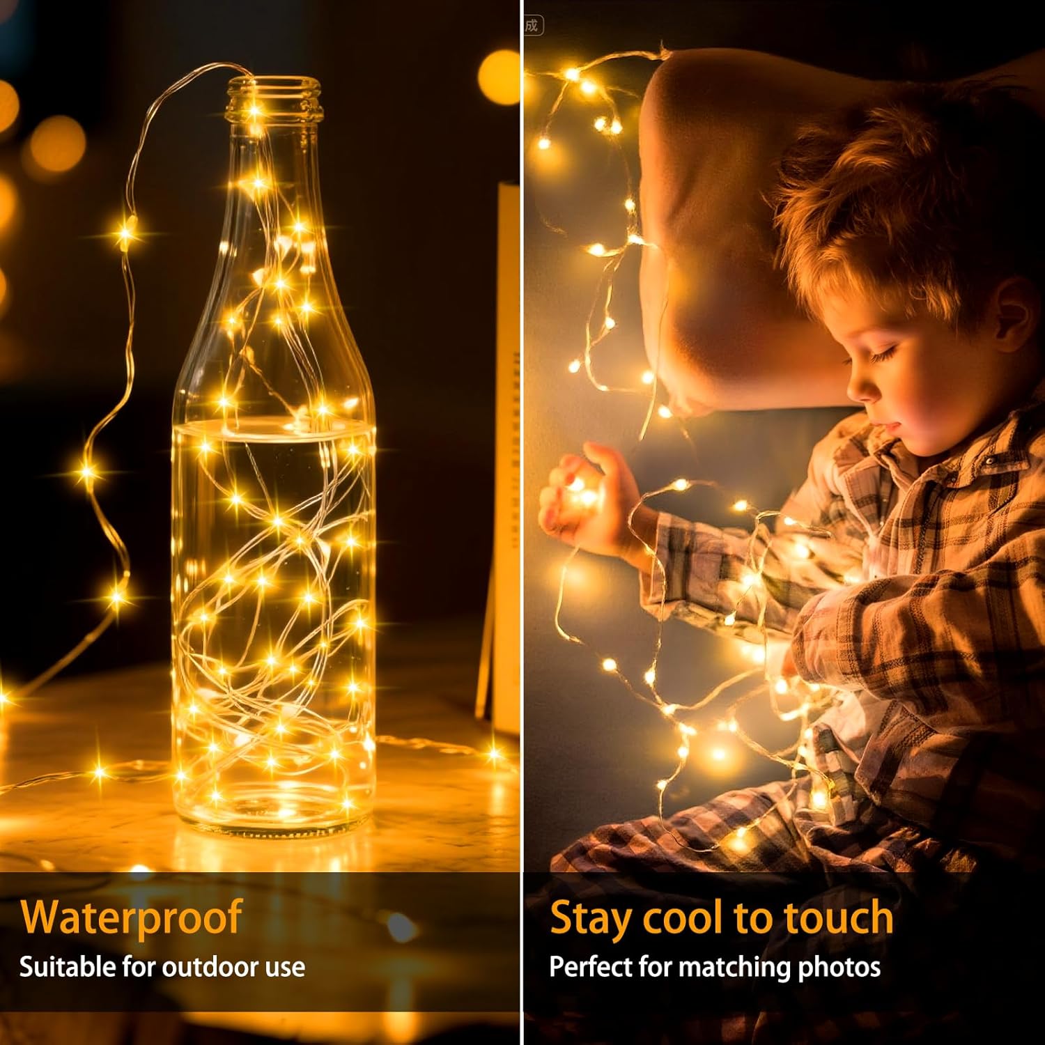 VOOKRY 32 Pcs Battery Operated Fairy String Lights - 10 ft Waterproof Copper Wire for Weddings & Crafts