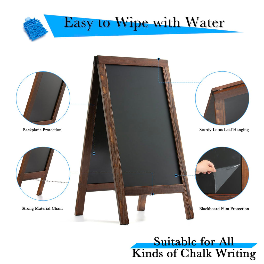 DAHAPYBOO Sandwich Board 48"x24" Solid Pine Wood Rustic Brown