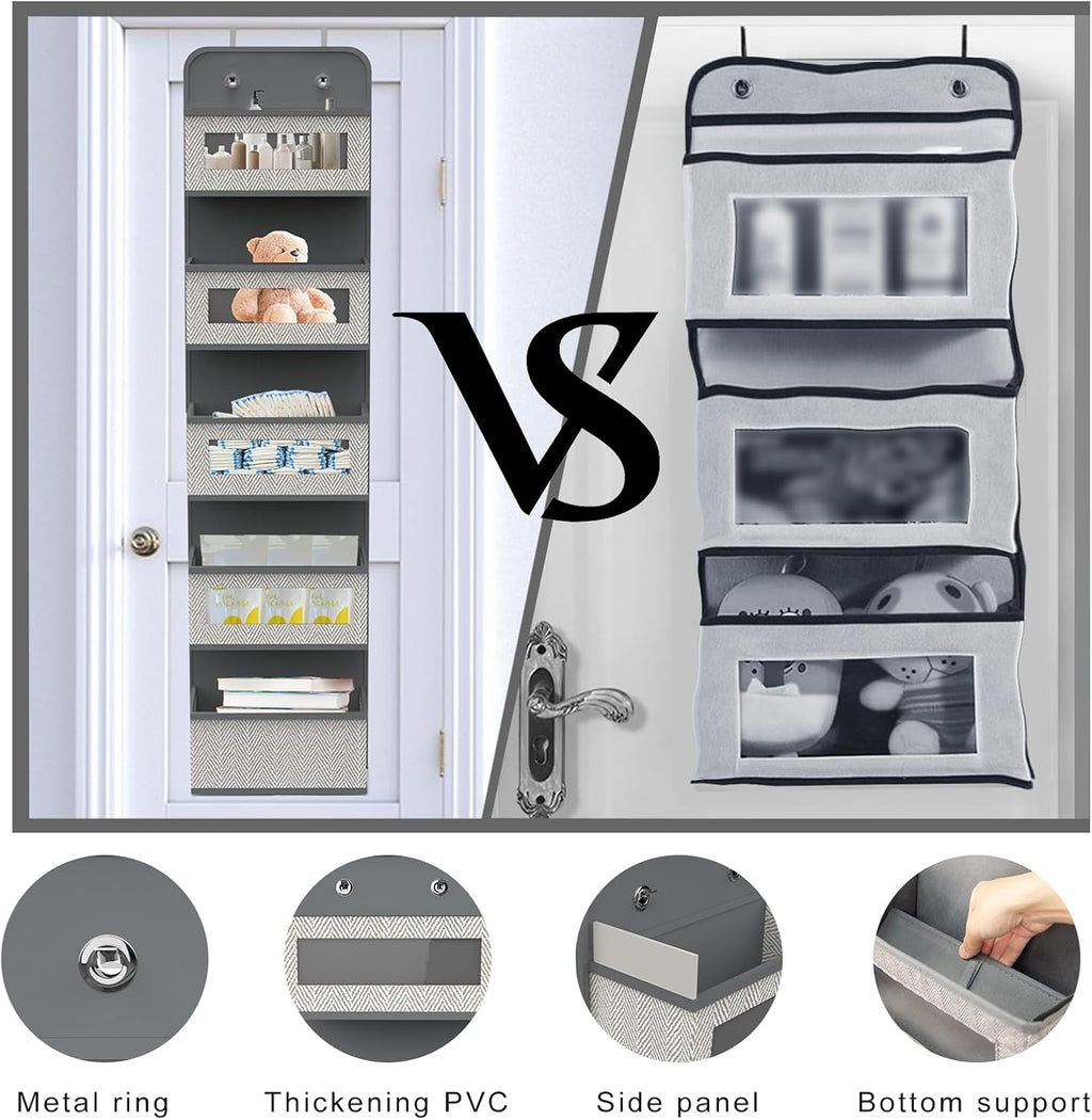 Over The Door Organizer by [Brand Name] - 5 Spacious Pockets with Clear Windows & Metal Hooks for Easy Storage