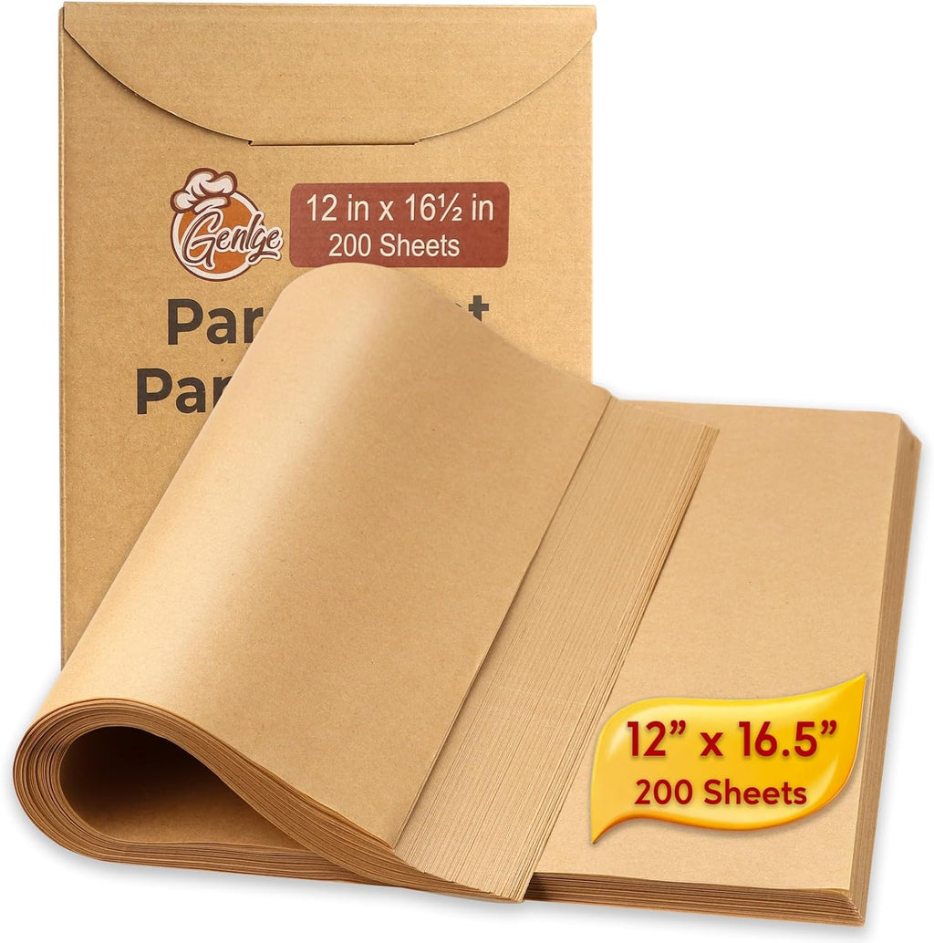 Unbleached Parchment Paper Baking Sheets by [Brand Name] - 200 Pcs Non-Stick Precut 12x16.5 Inches for Cookies, Bread & Air Frying