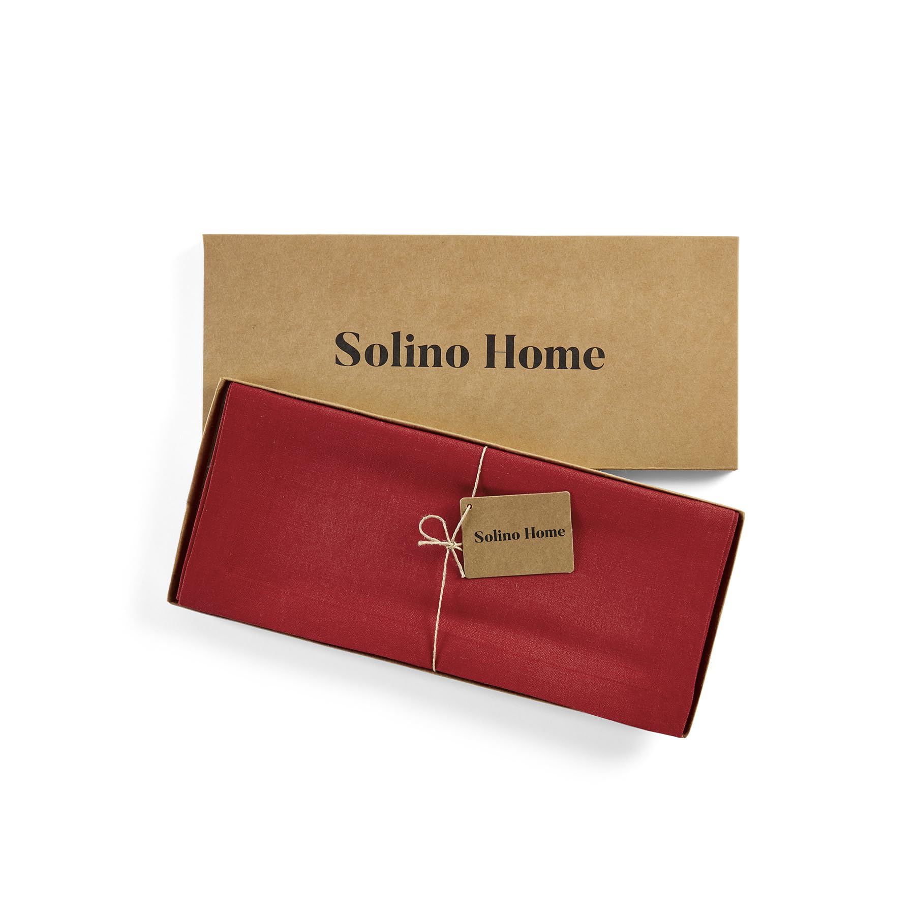 Solino Home Linen Table Runner 120 Inches Long - 100% Pure Linen Cherry Red Table Runner 14 x 120 Inch for Mothers Day - Diana Medium Weight