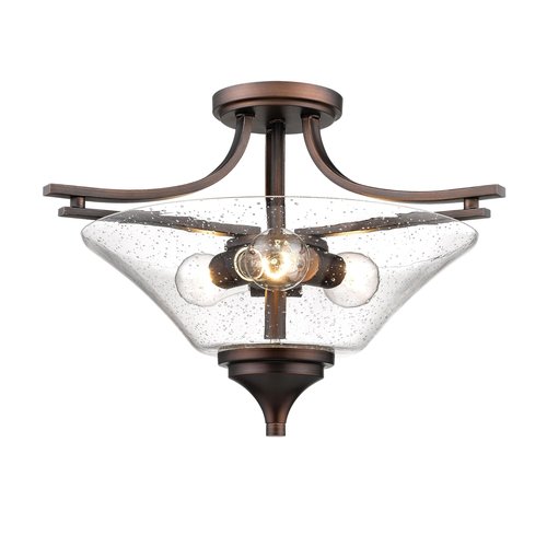 Millennium 1483-RBZ Transitional Three Light Semi-Flush Ceiling Mount from Natalie Collection in Bronze/Dark Finish