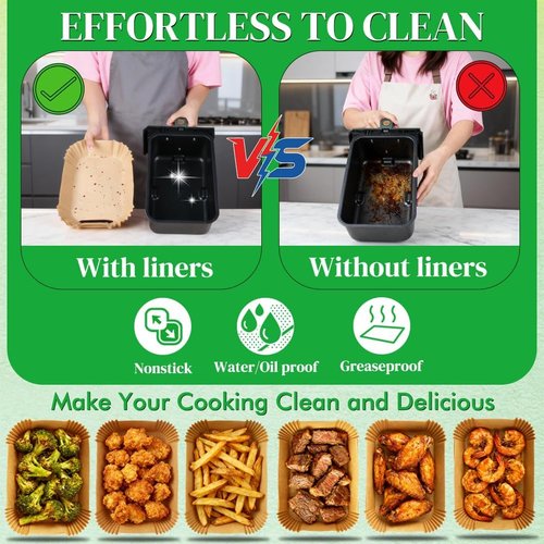 BYKITCHEN Air Fryer Liners - 300PCS Disposable Parchment Paper for Ninja Dual Airfryer | Compatible with DZ201, DZ401, DZ550 & Bella Slim