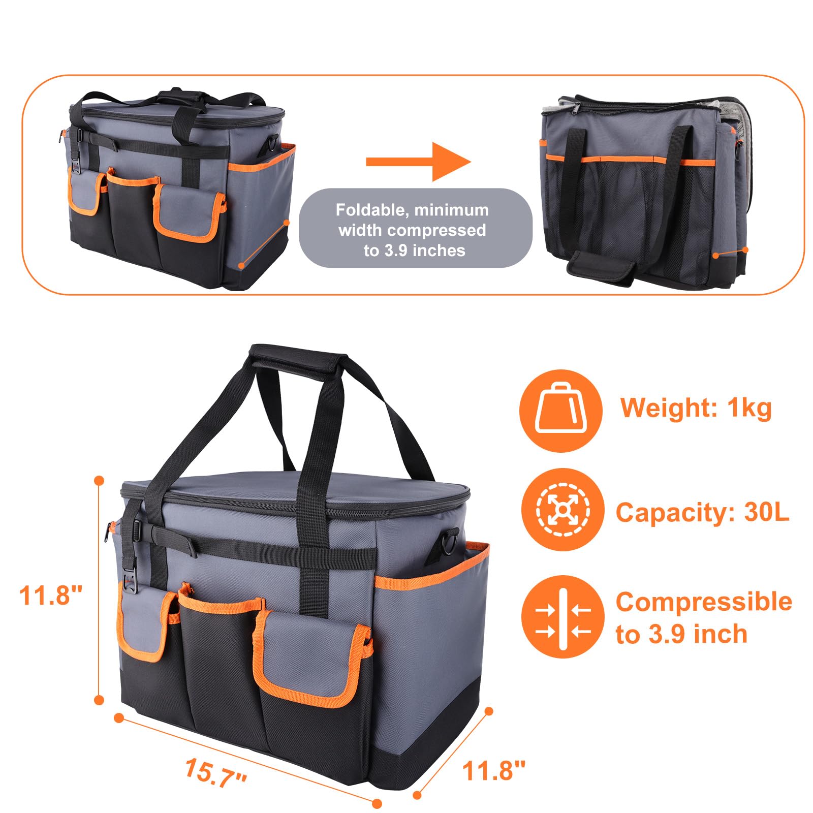 Homyplaza Large BBQ Grill Caddy with Paper Towel Holder, Foldable Insulated Picnic Organizer Bag for Outdoor Grilling, Tailgating, Camping, RV Trips, Must-Have Storage for Cooking Tools Supplies