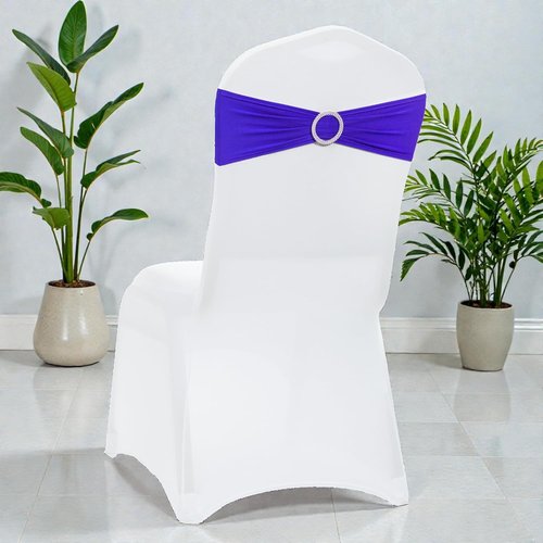 MDS Premium Spandex Chair Sashes - 50 Pack Universal Stretch Covers with Buckle Slider | Royal Blue