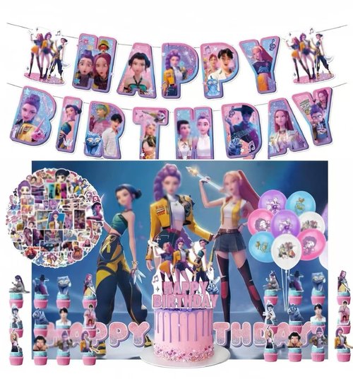 Birthday Decorations Set, Theme Party Supplies with Happy Birthday Banner Supplies Decorations Letter Balloons for School Classroom Decor, Fan Meeting Christmas Gift (98 Pcs）