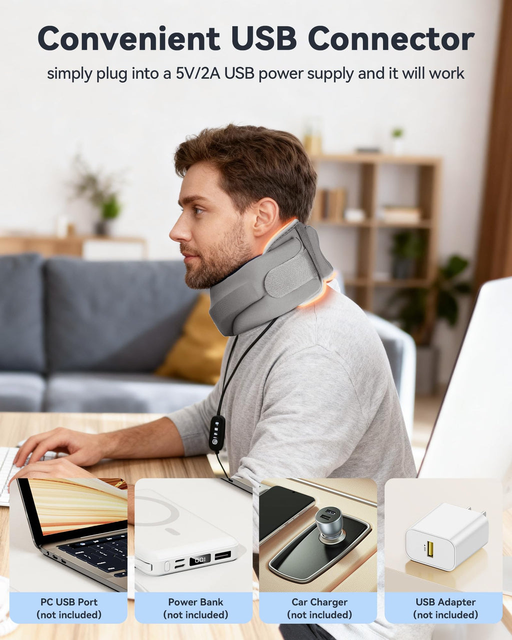 BETOVIN Heated Neck Brace Cervical Collar Neck Support Brace with Heating Pad Medium Size Grey Fits Neck Circumference 12.6-15.8 inchs, Height 3.0-3.3 inches