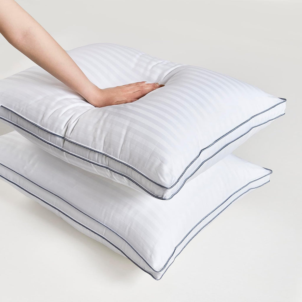 Skiennix Down Alternative Bed Pillows - Medium Support Gusseted Hotel Quality | King Size, Pack of 2