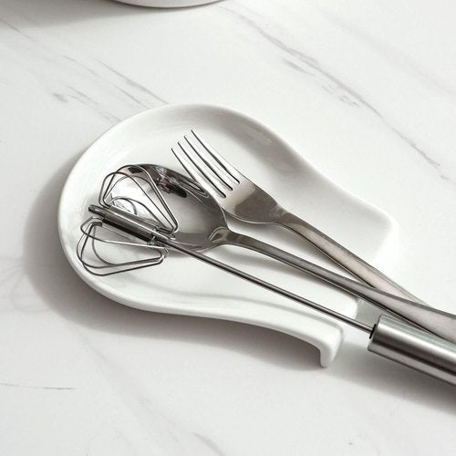 HOMBENE Spoon Rest Set of 1, 5.5 Inches, White Spoon Rest for Stove Top, Spoon Holder for Kitchen Counter Porcelain, Kitchen Utensils Accessories, White