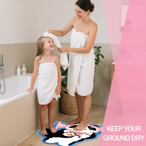 LSYESDLA Cute Cat Bathroom Rug, Soft Plush Kawaii Animal Tufted Bath Room Mat, Non-Slip & Machine Washable, Absorbent & Quick Dry Floor Door Mat Home Decor for Shower, Tub and Sink, 23.6"x27.6"